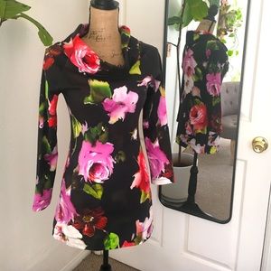 French floral sweater dress